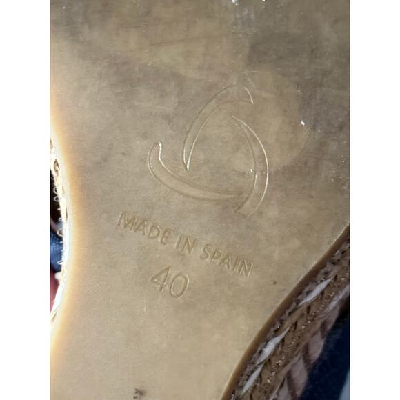 KANNA Spain denim fabric criss cross slide on espadrille wedge heels sandals - Picture 7 of 8